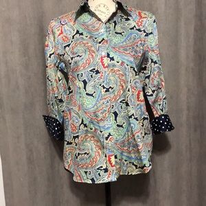 Chaps paisley blouse with polka dot accent